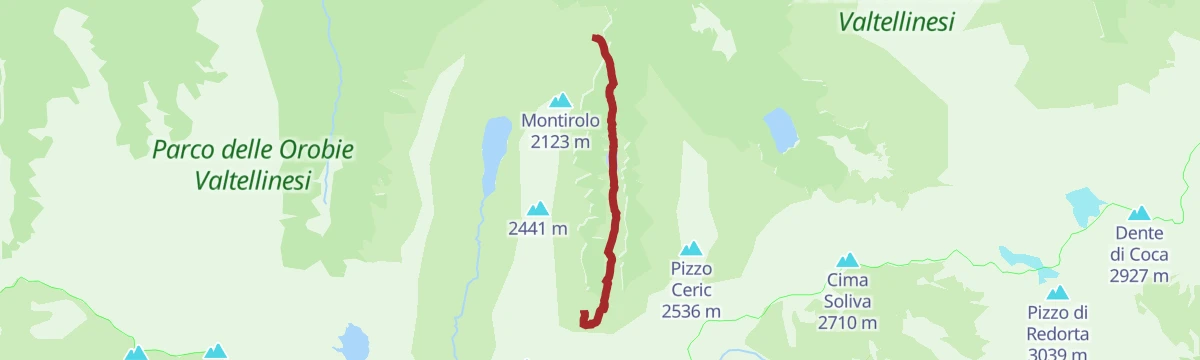 Route map: Zappello Valley and Lucini bivouac.